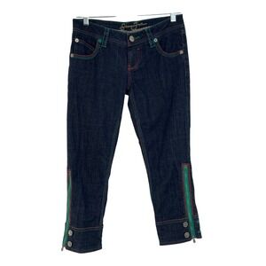 Sean John Women's Blue Low Rise Y2K Street Embellished Denim Capri Jeans Size 3